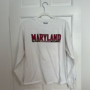 Champion Cotton Maryland Long Sleeve Tee White | Size M